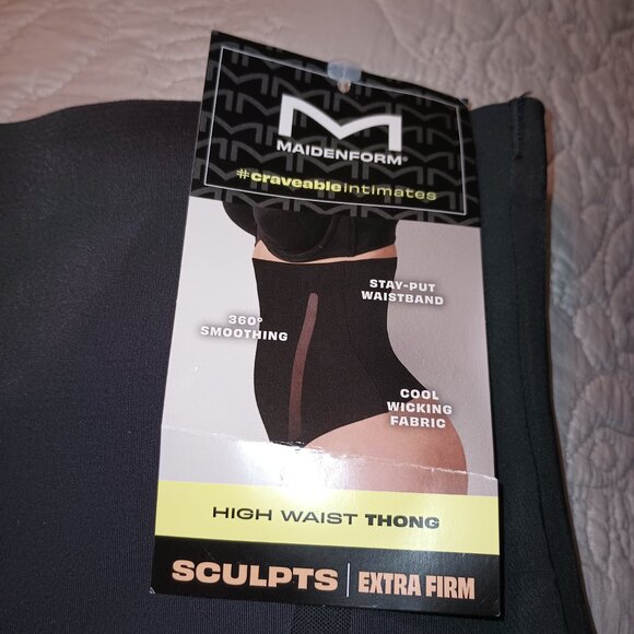 NEW Maidenform Women's Shapewear Extra Firm Shaping Thong SES200 Black M - Picture 7 of 7